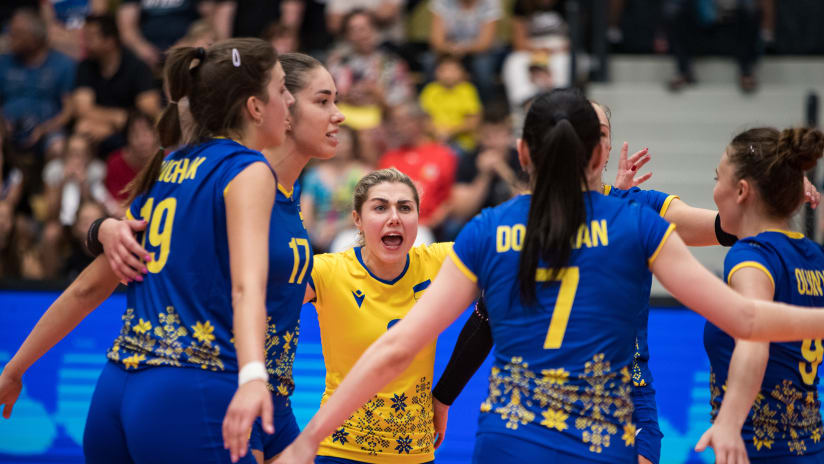 Ukrainian players celebrating in Czechia (source: cev.eu)
