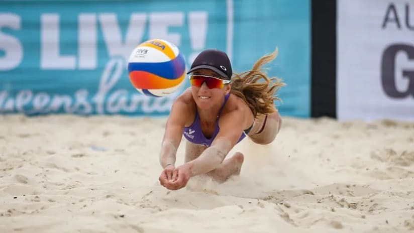 Stefanie Fejes in action at the Coolangatta Futures (source: volleyball.org.au / Rogue Gun Photography)