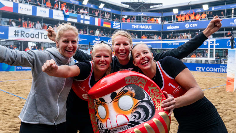 The Dutch team celebrate in The Hague