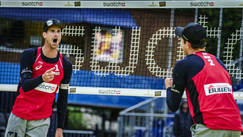 Heidrich and Gerson celebrate a point