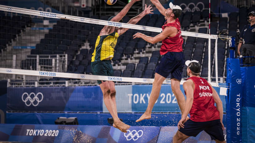 Anders Mol spikes over the Australian block