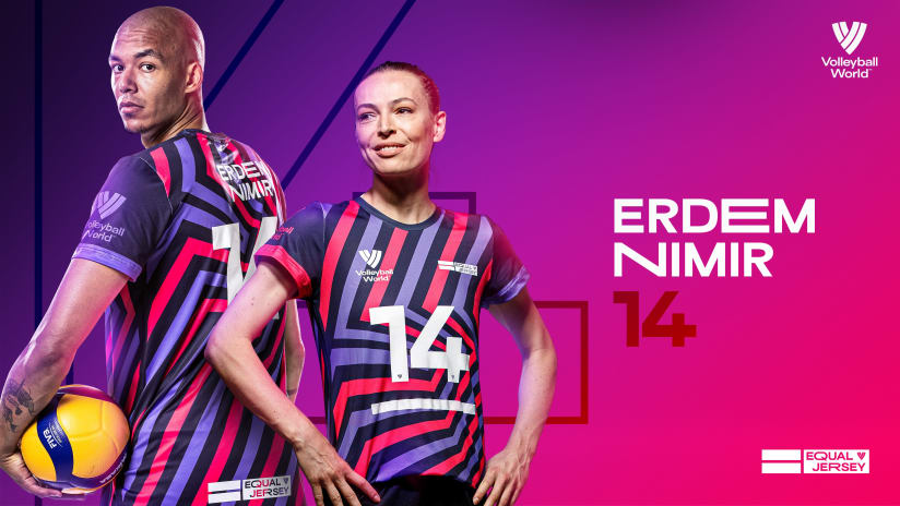 Eda Erdem (TUR) and Nimir Abdel-Aziz (NED) sharing the No. 14 Equal Jersey