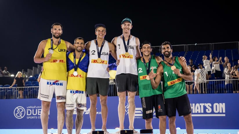 The men’s podium at the Dubai 1 Challenge