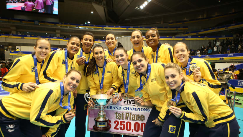 Brazil celebrate at the 2013 World Grand Champions Cup