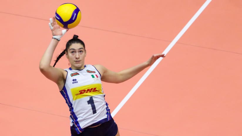 Middle blocker Nausica Acciarri in action during the match