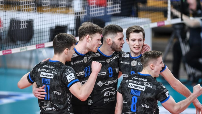 Cerrad Czarni’s players celebrate (source: plusliga.pl)