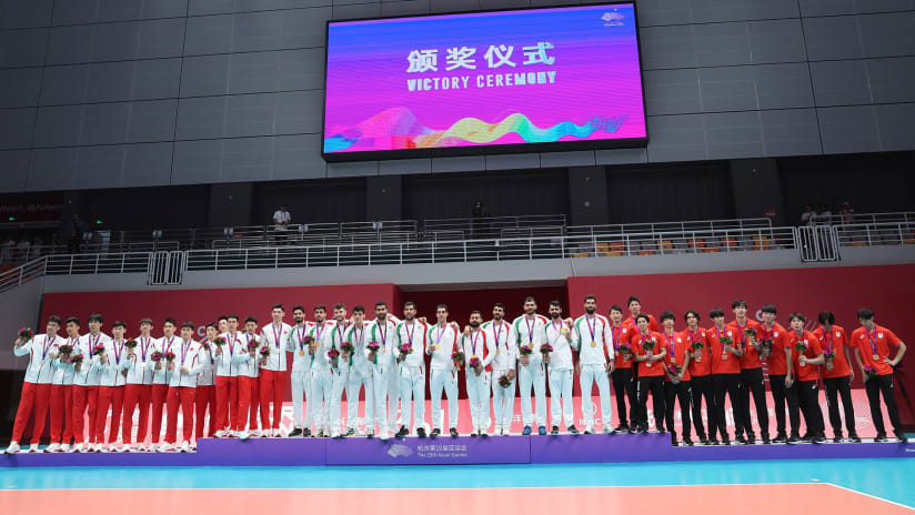 The men’s volleyball podium at Hangzhou 2022 (source: volleyball.ir)