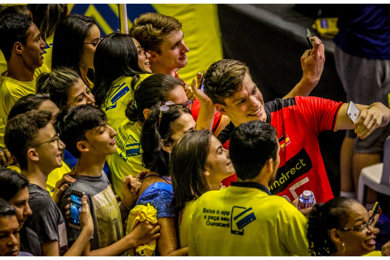 German players with Brazilian fans