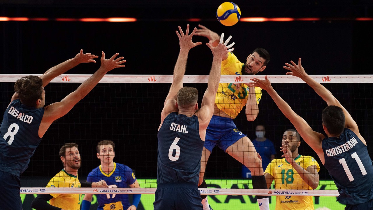 VNL Men's Highlights - USA vs. Brazil | volleyballworld.com