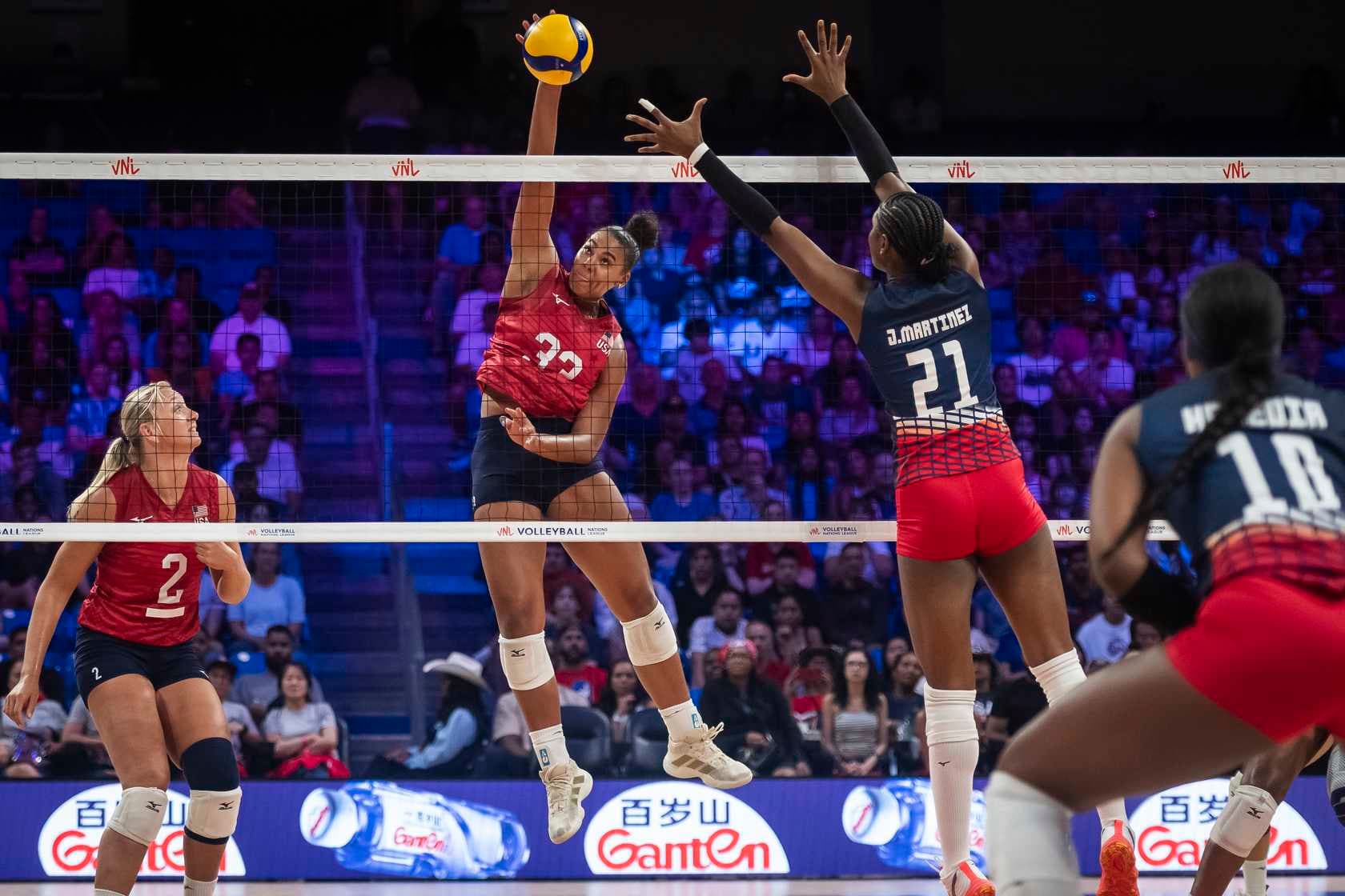 USA’s Logan Eggleston attacking against Dominican Republic