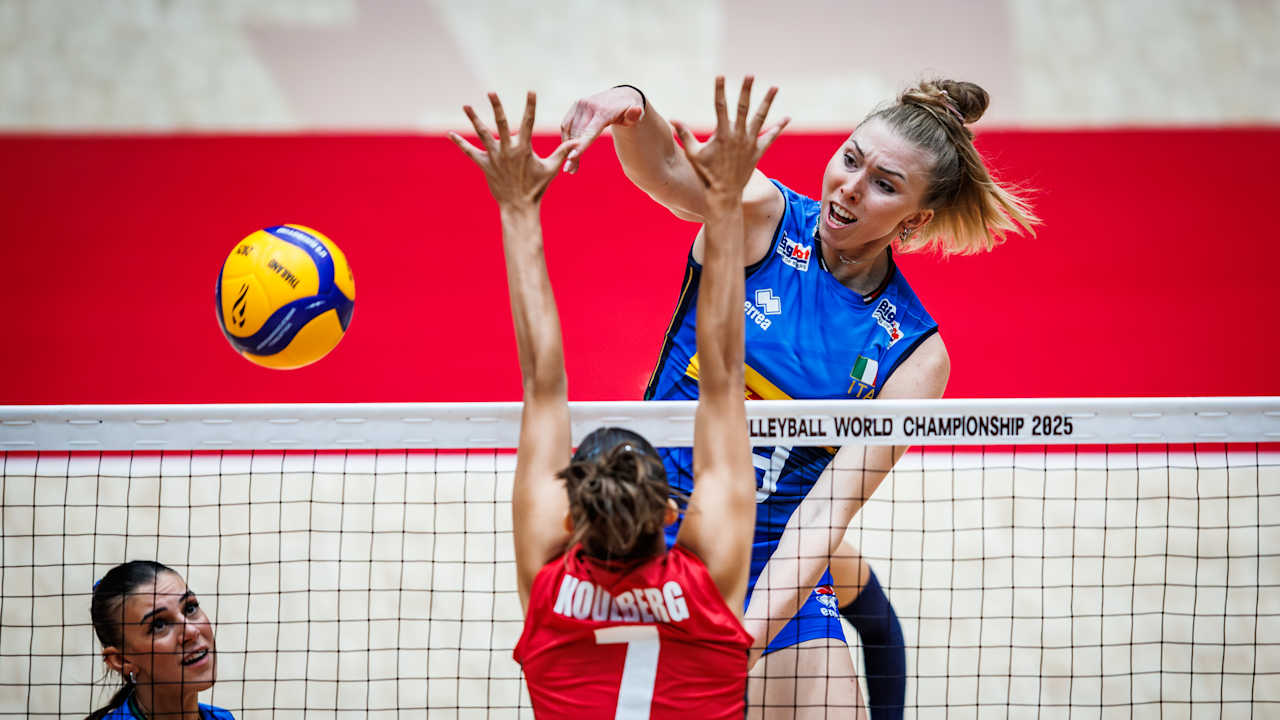 Italy’s Sarah Fahr attacks through the middle against Belgium