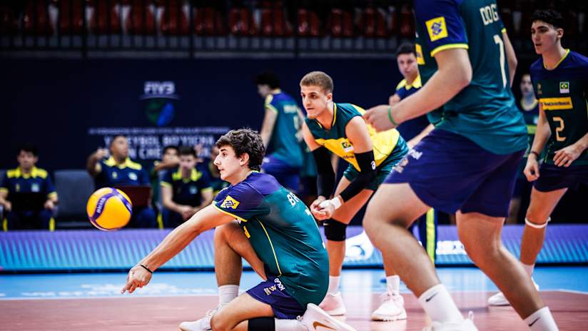 Bruno Marques playing for Brazil at the FIVB Volleyball Boys’ U19 World Championship in Tashkent, Uzbekistan.
