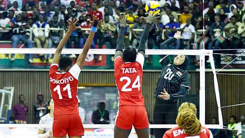 Egypt’s Mariam Metwally Mohamed Morsy (Meeto) in attack during the continental final against Kenya (source: CAVB- African Volleyball Confederation)