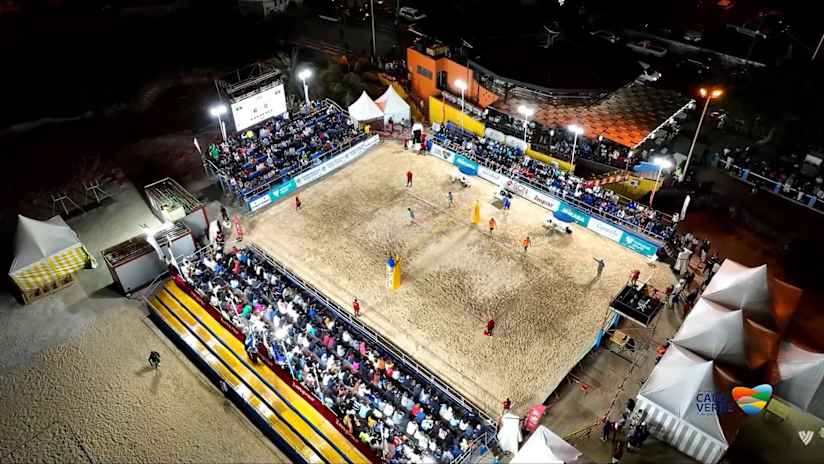 An aerial view of the Laginha Beach Futures center court (source: Federação Cabo-Verdiana de VoleiBol)