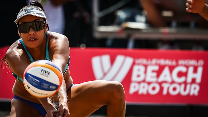 Australia’s Taliqua Clancy playing beach volleyball