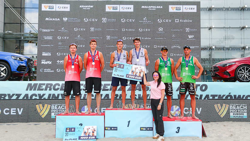 The 2026 Krakow Futures men’s podium (source: cev.eu)