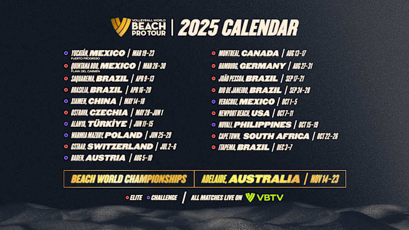 Beach Pro Tour 2025 Schedule Graphic