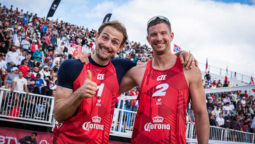 Beach Volleyball Players Celebrating
