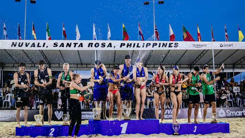 The Nuvali Challenge medallists celebrate on the podium (photo: KimberlyPauig)