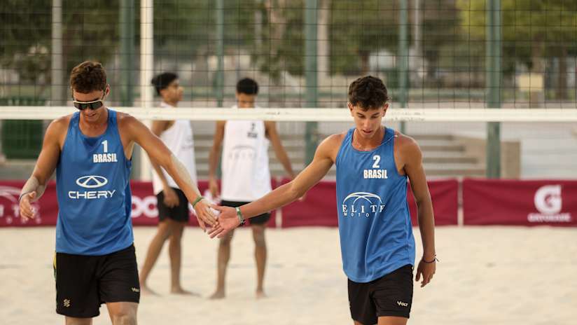 Beach Volleyball U18 Championship Match Action in Doha