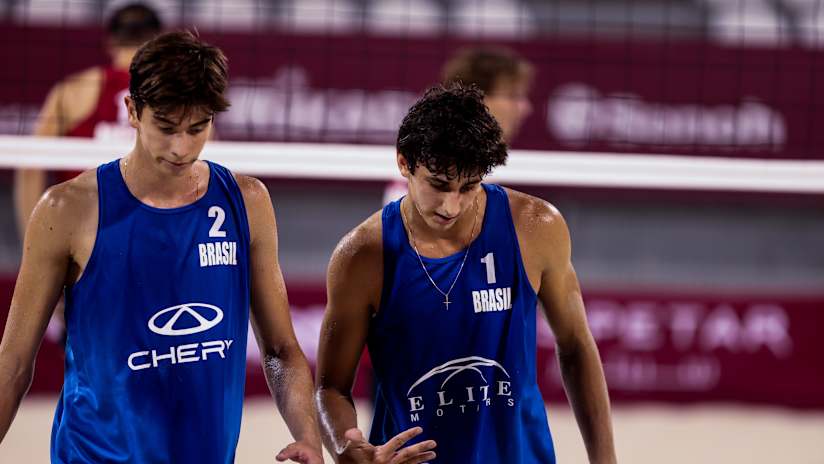 Bruno and his new beach volleyball partner George showcasing great teamwork on the court.