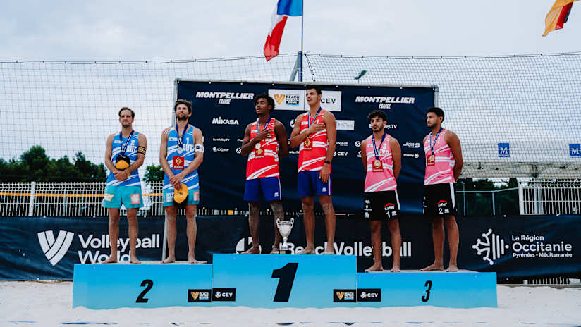 The 2025 Montpellier Futures men’s podium (source: cev.eu)