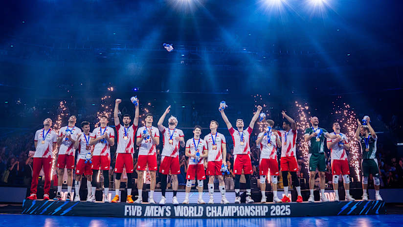 Poland celebrate the Men’s Volleyball World Championship bronze