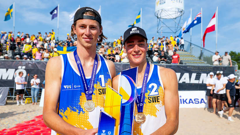 Sweden’s Holting Nilsson & Andersson rejoice with the Malmo Futures trophy (source: cev.eu)