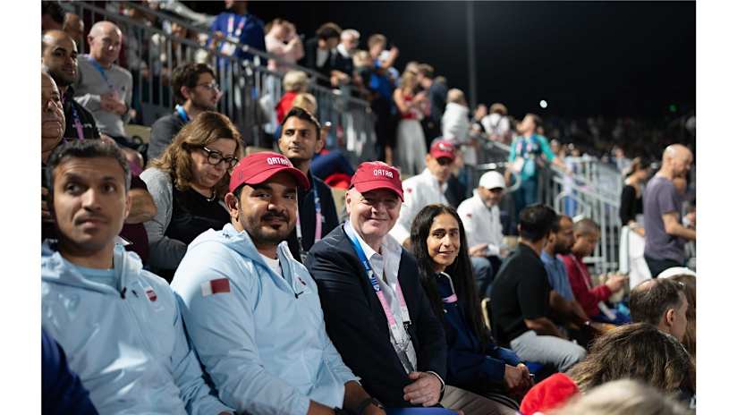 QOC President HE Sheikh Joaan (second from left) with FIFA President Gianni Infantino