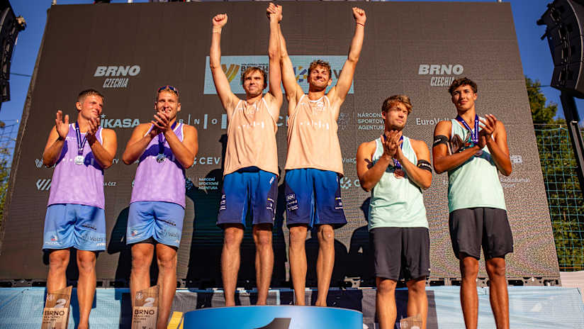 The men`s podium at the 2025 Brno Futures.