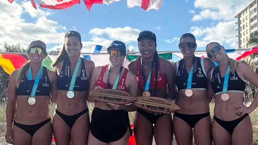 The 2024 Pompano Beach Futures women’s podium (source: USA Volleyball)