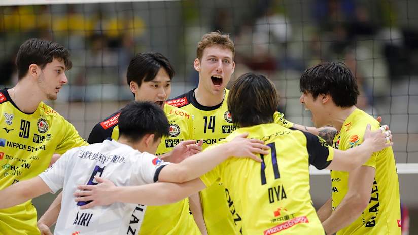 Nippon Steel Sakai Blazers celebrate during their encounter with Tokyo Great Bears (credit: Blazers sports club)