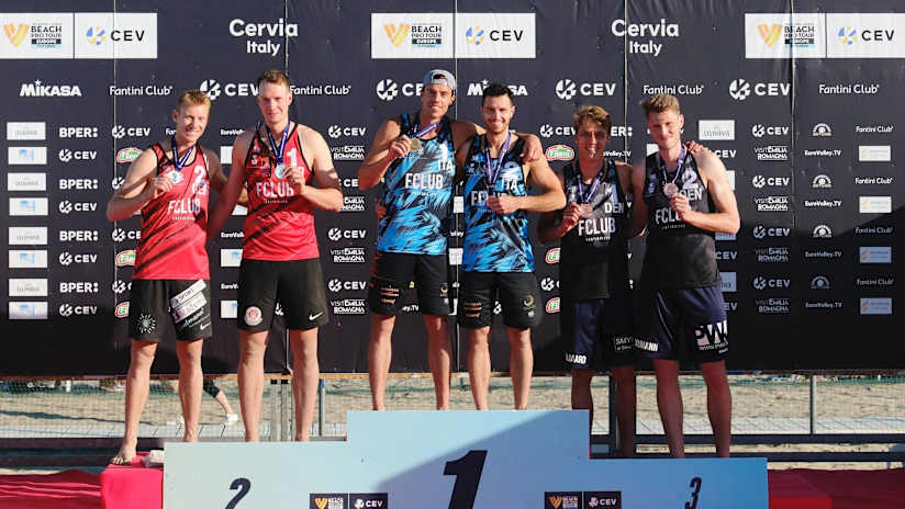 The 2025 Cervia Futures men’s podium (source: cev.eu)
