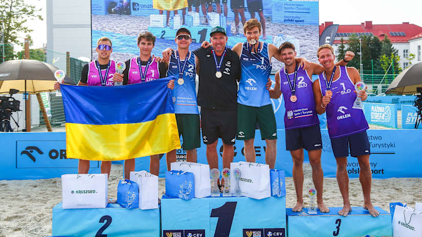 The 2026 Rzeszow Futures men’s podium (source: cev.eu)