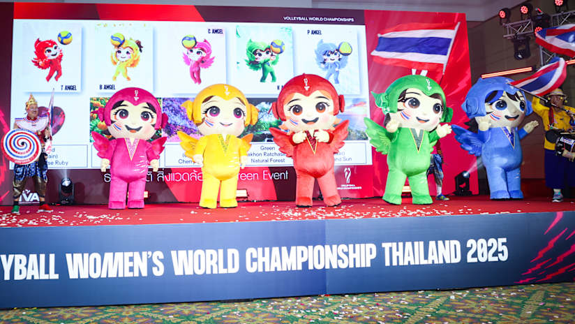 The 2025 FIVB Volleyball Women’s World Championship mascots - the V Angels