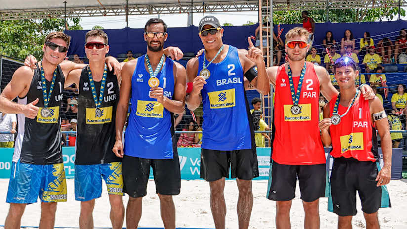 The 2024 Marica Futures men’s podium (source: CSV - Confederacion Sudamericana de Voleibol)