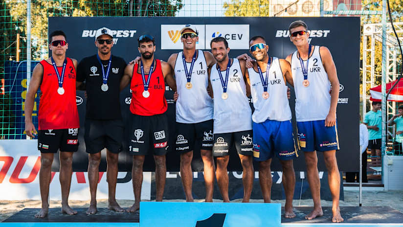 The 2026 Budapest Futures men’s podium (photo: cev.eu)