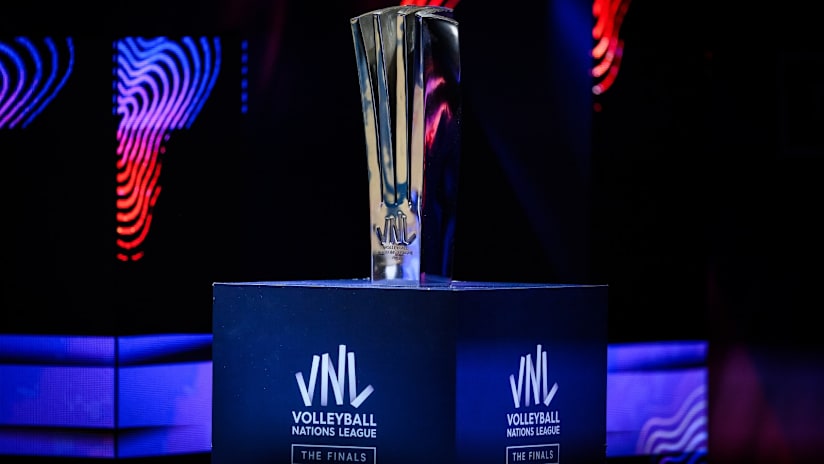 Dynamic action shot of a Volleyball Nations League match