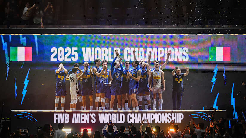 Bulgaria and Italy men`s volleyball teams during the FIVB World Championship final
