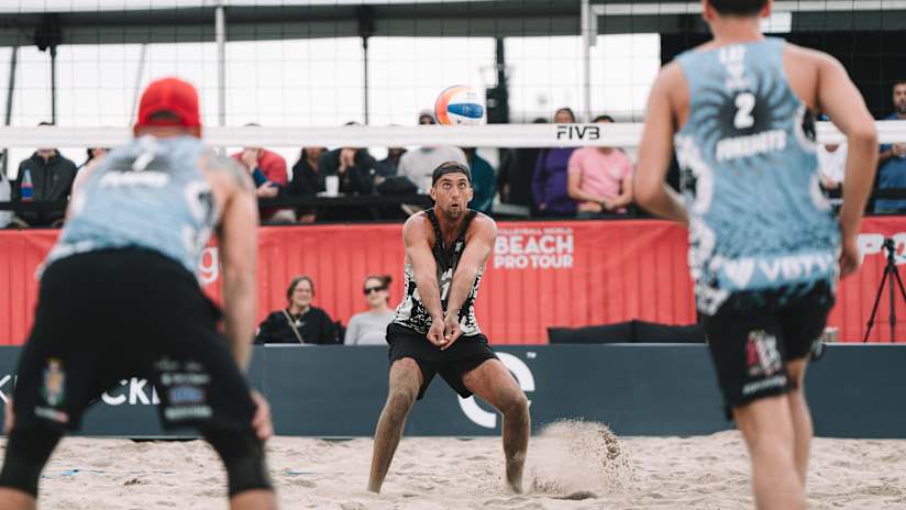 Trevor Crabb passes during the match