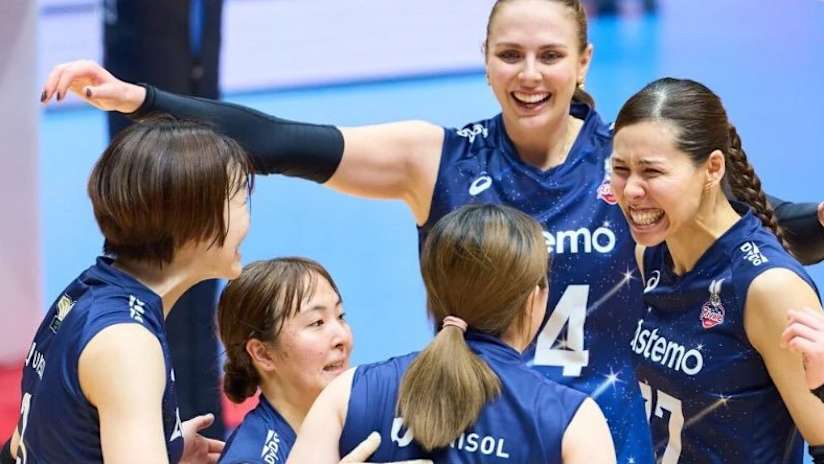 Astemo Rivale Ibaraki celebrate at NEC Red Rockets Kawasaki (source: @Astemo_Rivale)