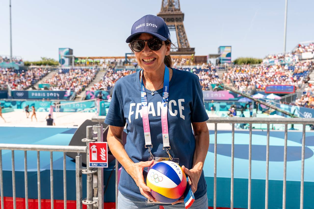 Paris Mayor Anne Hidalgo at Paris 2024 Beach Volleyball