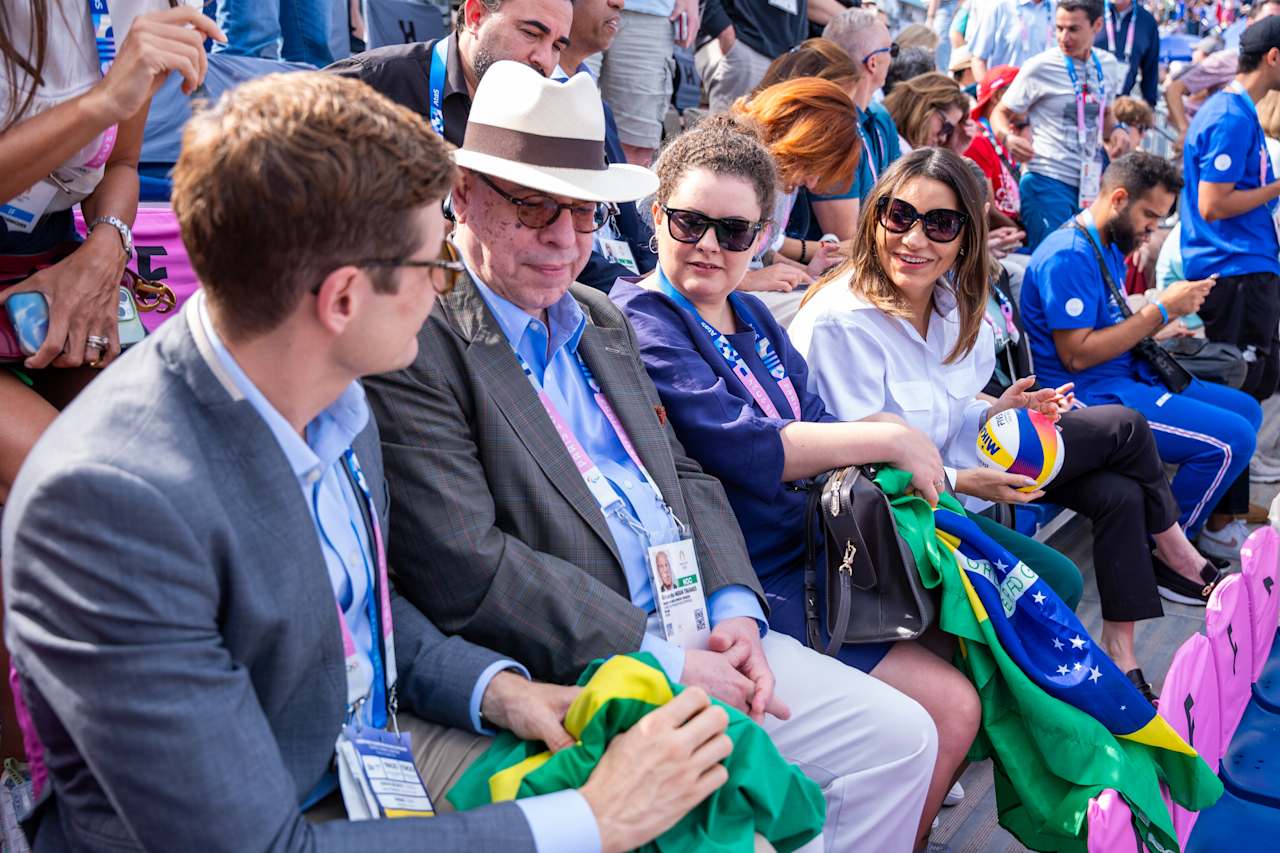 First Lady of Brazil Rosângela Lula da Silva at Paris 2024 Beach Volleyball