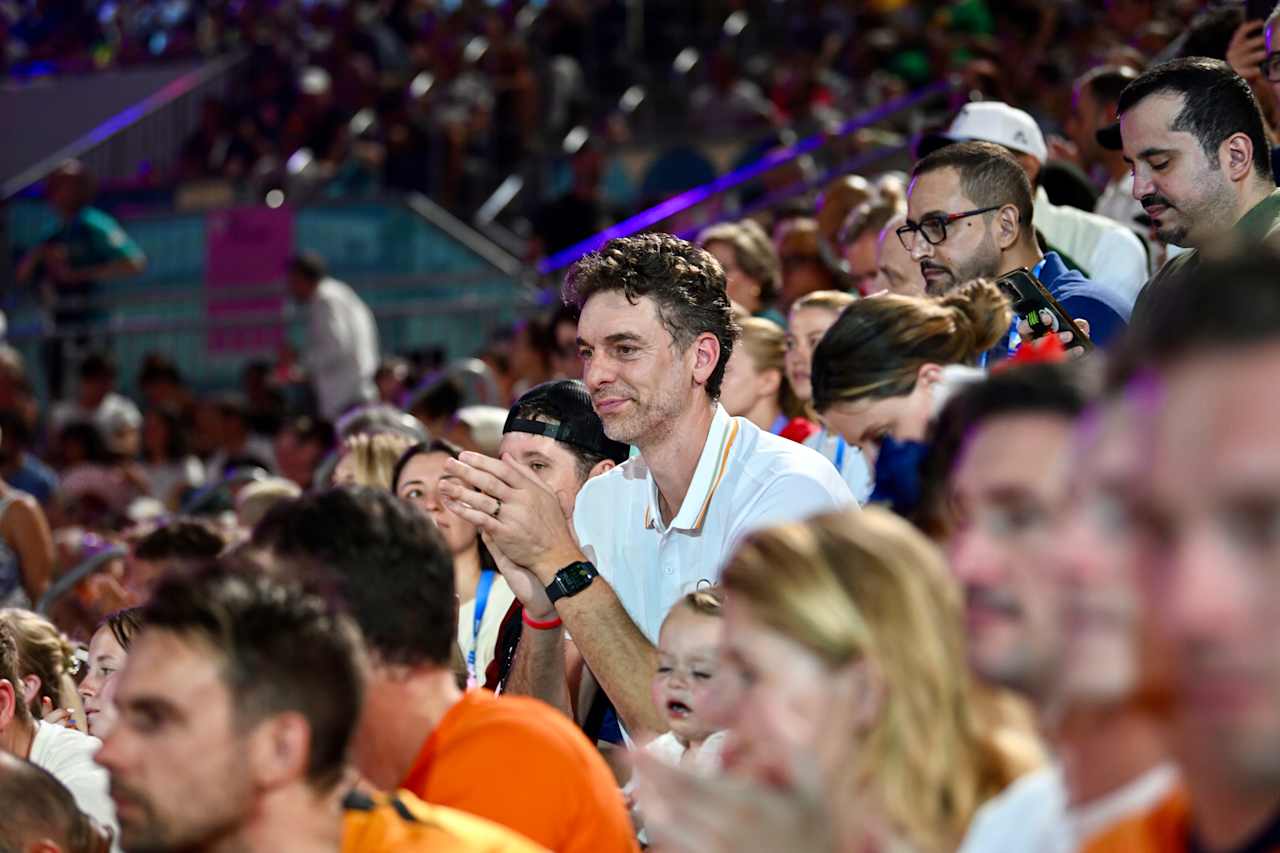 Pau Gasol, former NBA player from Spain at Paris 2024 Beach Volleyball