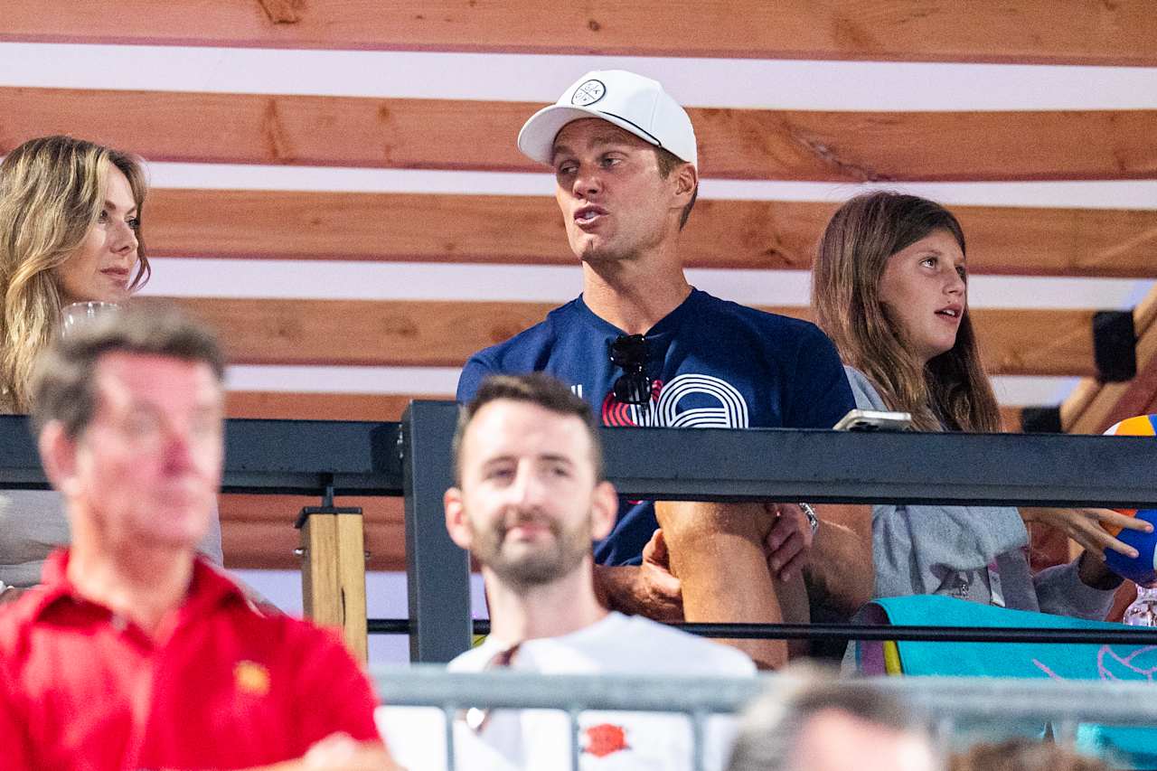 American football’s Greatest of All Time (GOAT) Tom Brady  at Paris 2024 Beach Volleyball