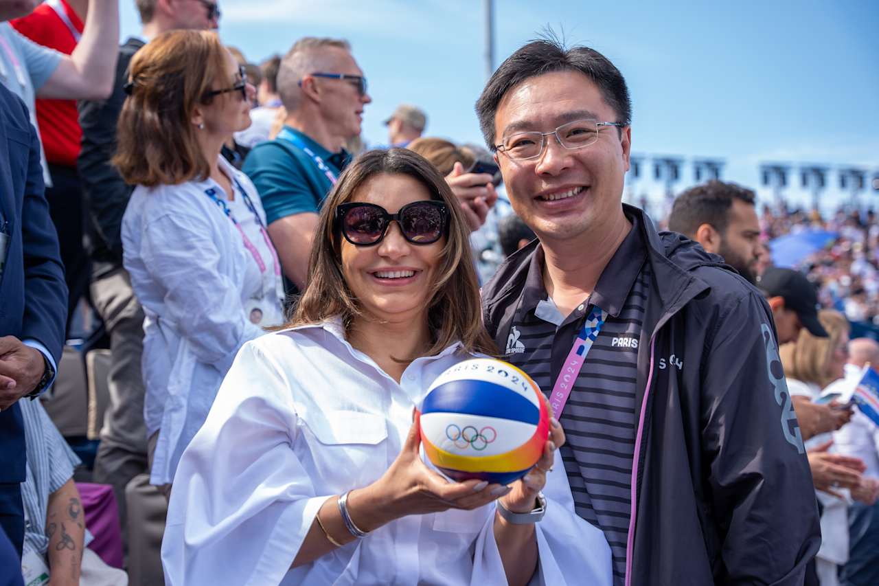 First Lady of Brazil Rosângela Lula da Silva at Paris 2024 Beach Volleyball