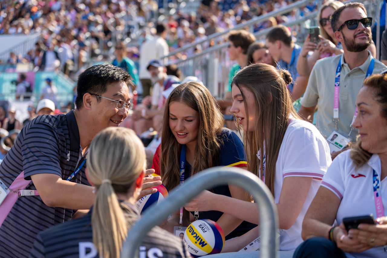 HRH Princess Leanor and Infanta Sofia at Paris 2024 Beach Volleyball