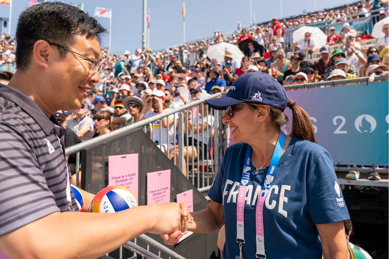 Paris Mayor Anne Hidalgo at Paris 2024 Beach Volleyball