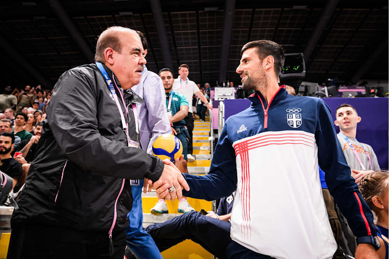 Tennis player Novak Djokovic at Paris 2024 Volleyball