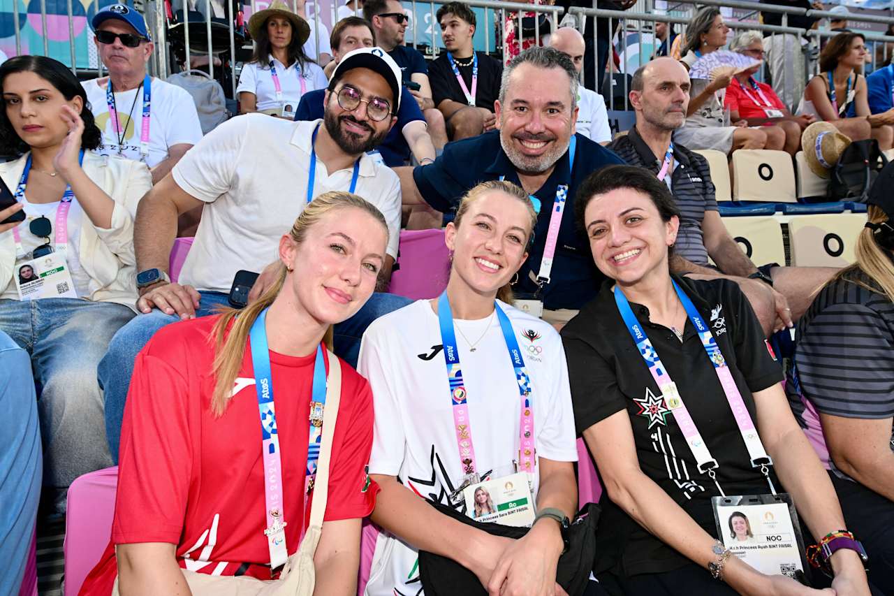 HRH Prince Feisal, HRH Princess Ayah, HRH Princess Sara and HRH Princess Aisha at Paris 2024 Beach Volleyball